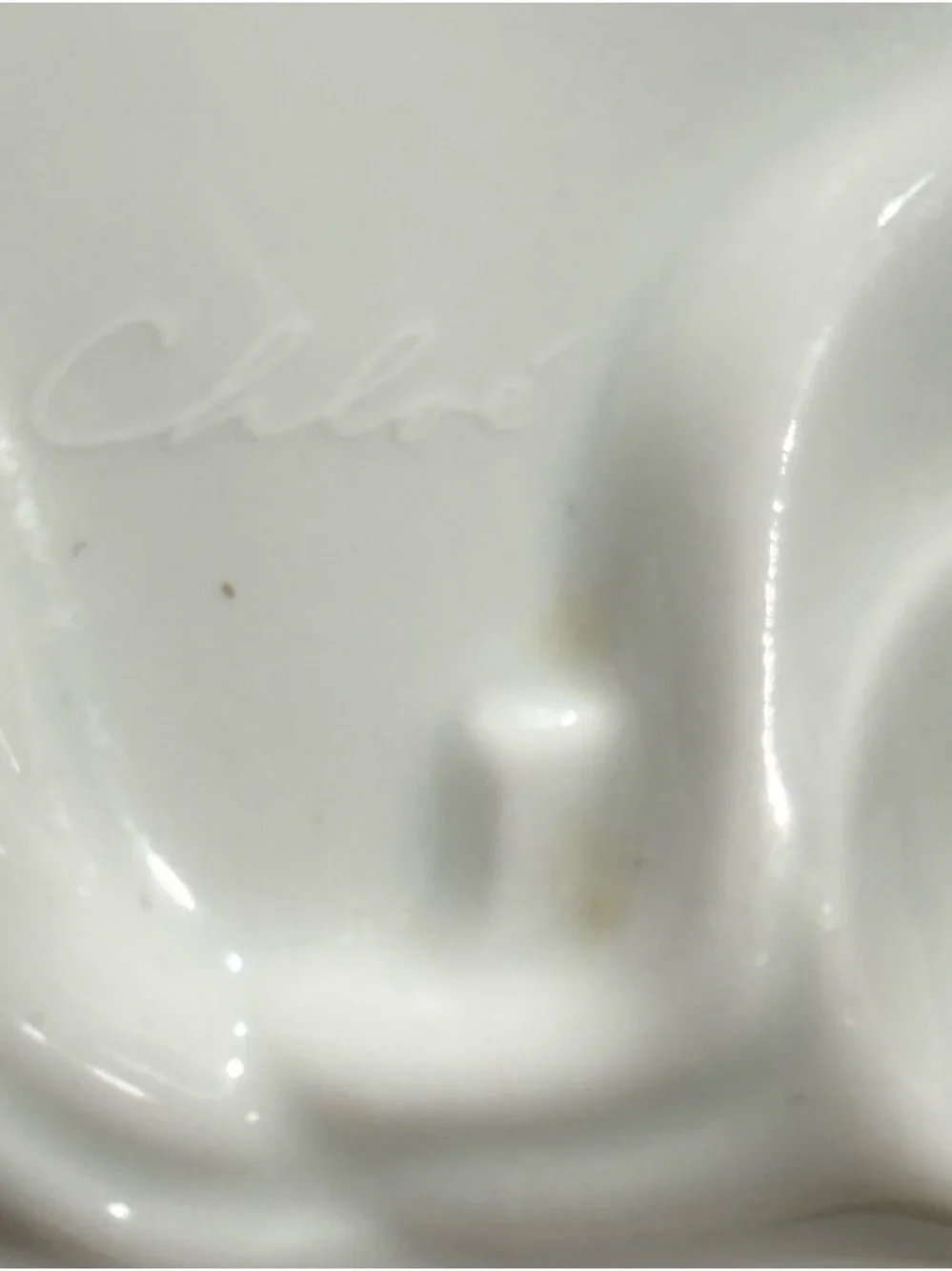 Vtg Hutschenreuther Germany Chloe White Porcelain Hand Mirror w/ Leaf Design